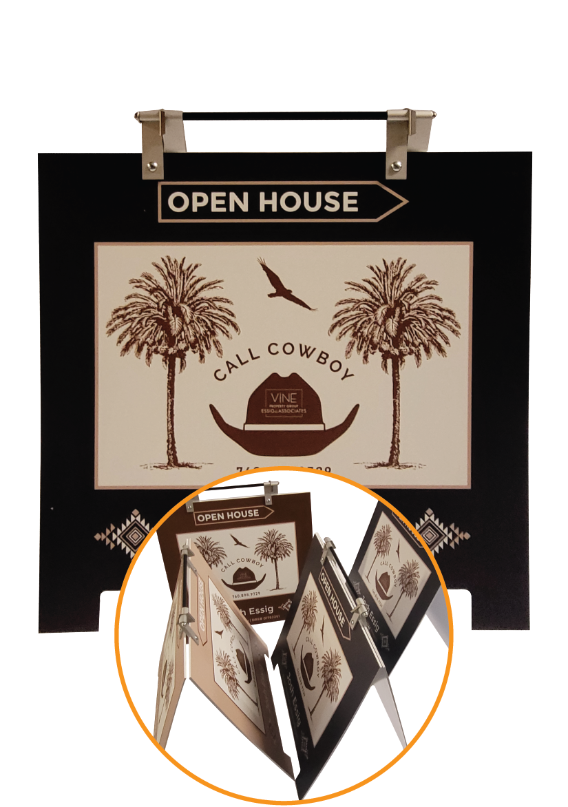 Metal handle Open House Signs